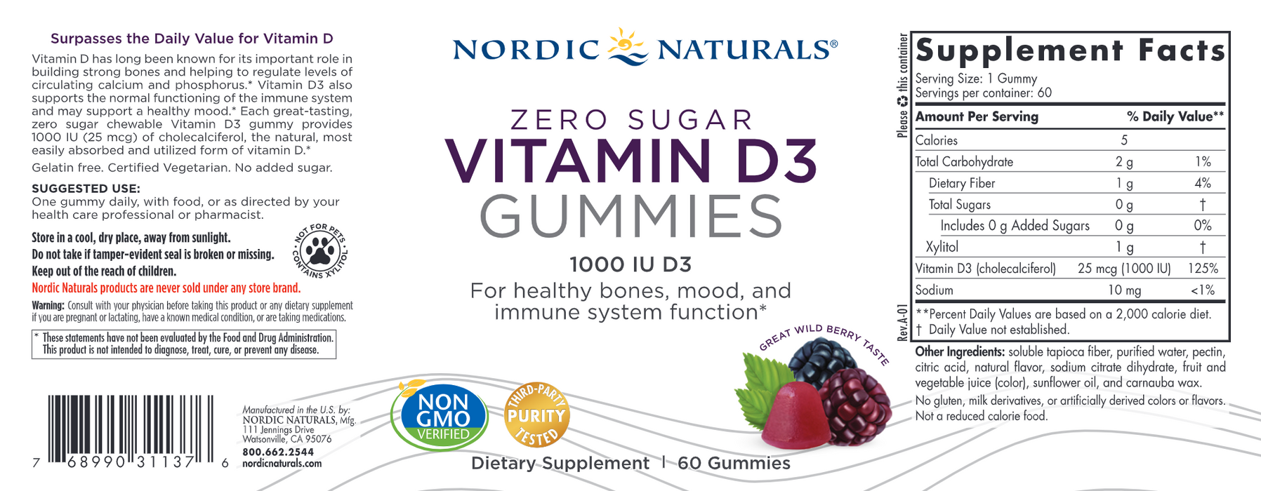 Zero Sugar Vitamin D3 Gummies