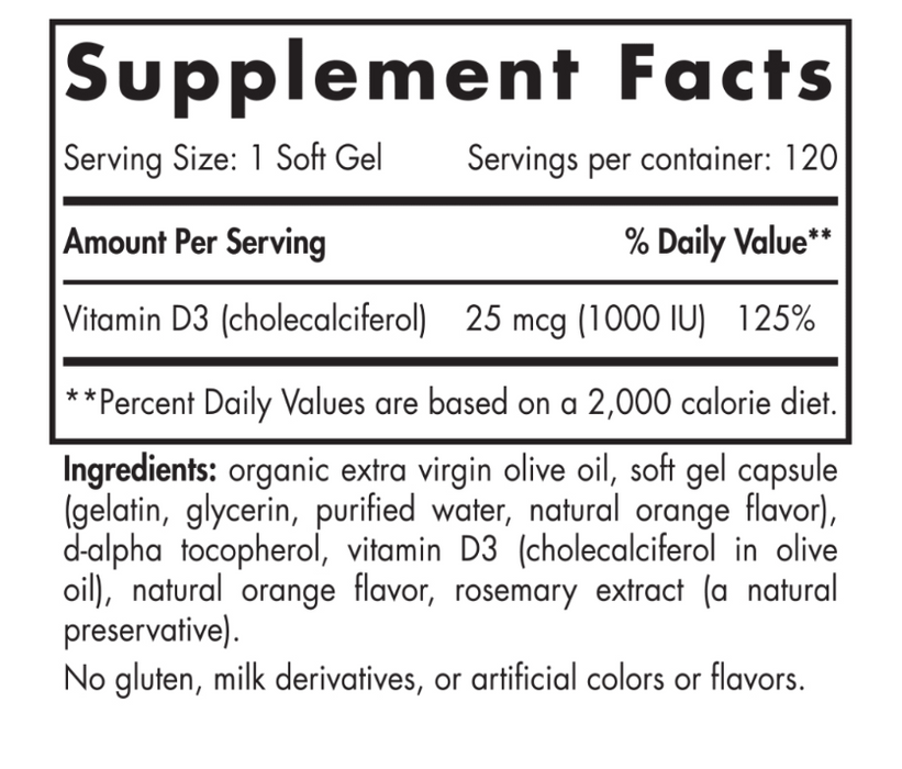 Vitamin D3 Softgels (1000 IU)